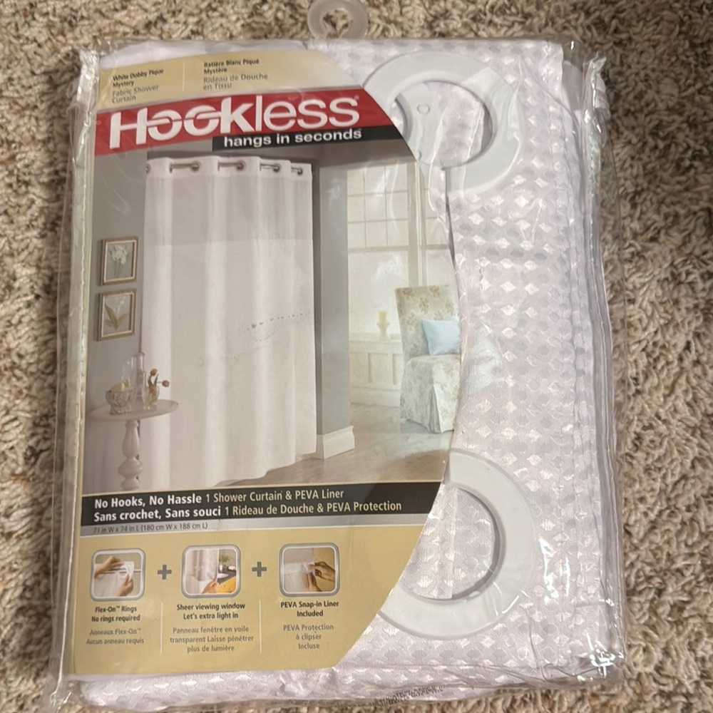 White Shower Curtain with PEVA Liner